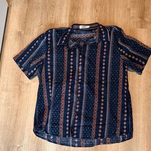 Vatpave Navy and Red Striped Casual Shirt